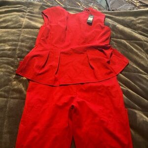 NWT Fashion Nova Red Peplum Jumpsuit Large